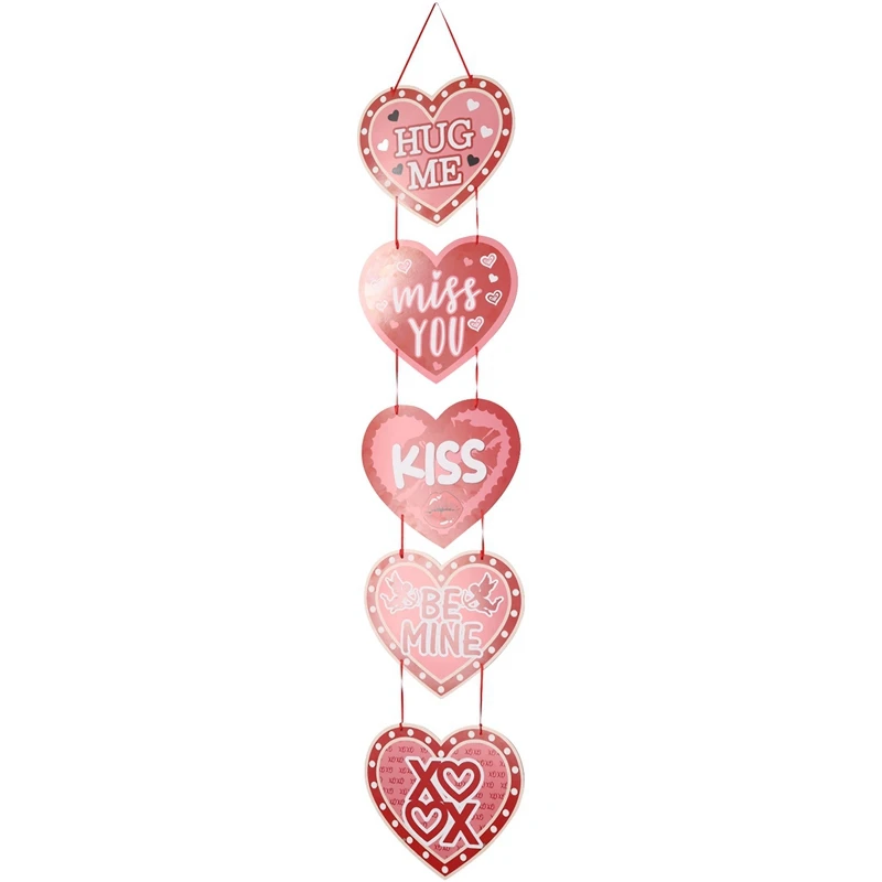 1Set Valentine's Day Theme Heart Door Hangers Happy Valentines Day Party Decoration Black&Red