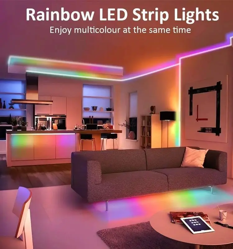 Imagem -06 - Led Strip 110m Bluetooth App Control 24key Infraed Pode Ser Remotamente Controlado Adequado para a Decoração da Sala de Sono com um Senso de Atmosfera Usb 5050 5v Instalação Conveniente 18led