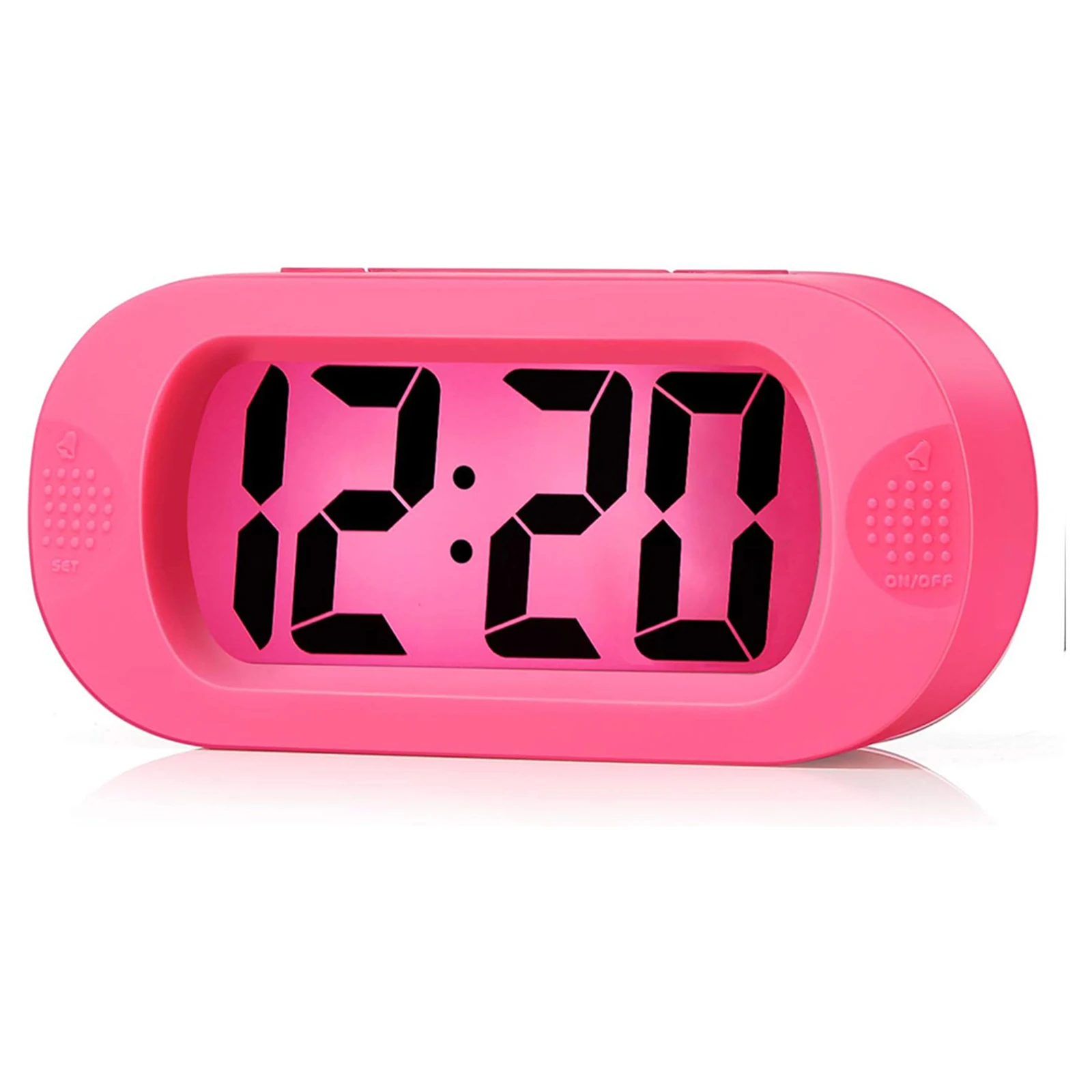 Digital Alarm Clock LCD Large Night Light Office Bedroom Desk Kitchen Silicone Travel USB Cable 12 Hours 24 Hours