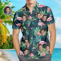 3D Printed Funny Face Hawaiian Shirts Custom Fashion Personalized Beach Shirts Lapel Short Sleeves Floral Shirt Unisex Tops