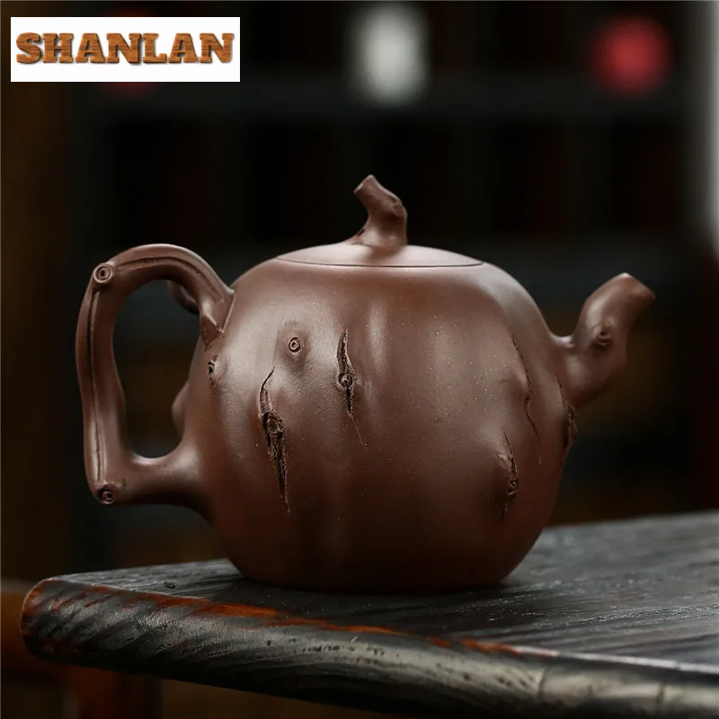 520ml Handmade Yixing Purple Clay Teapots Artists Handmade Stump Pot Raw Ore Purple Mud Tea Maker Kettle Chinese Zisha Tea Set