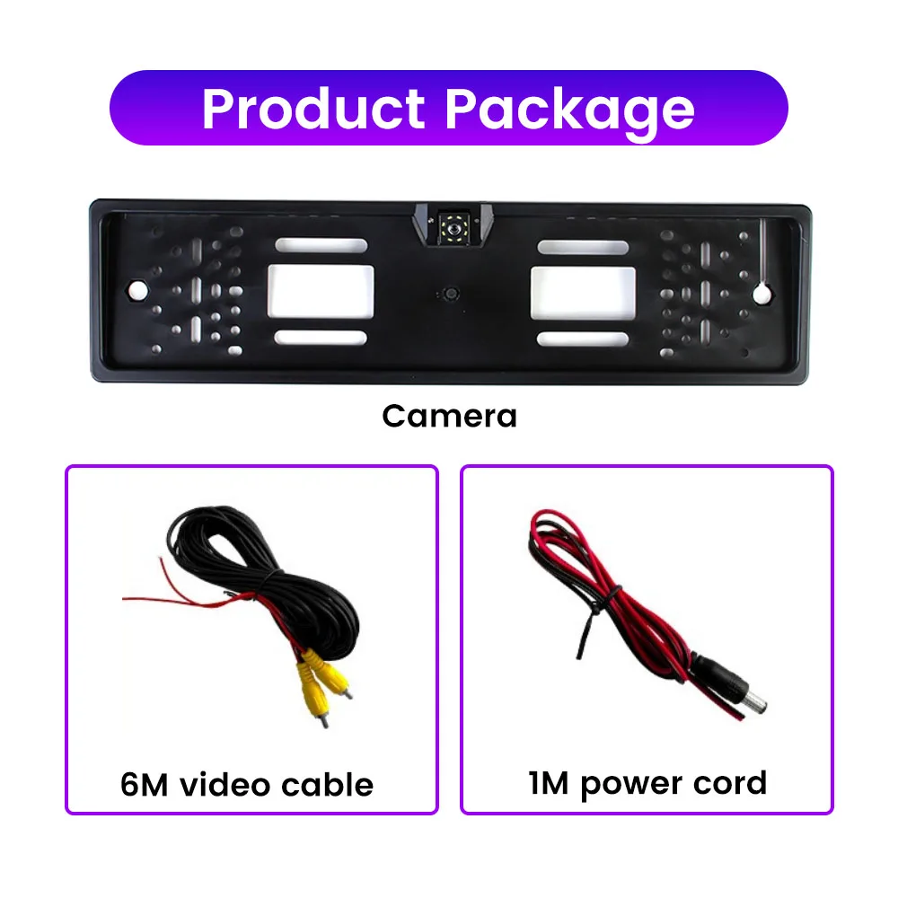 الأوروبي إطار لوحة الرخصة سيارة كاميرا الرؤية الخلفية 8LED ضوء عالية الوضوح مقاوم للماء للرؤية الليلية عكس كاميرا احتياطية