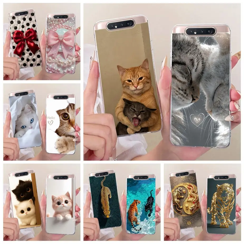 Funda para Samsung Galaxy A80 SM-A805F con diseño de gato pintado, 6.7'', suave y delgada, para Samsung A80 A 80 GalaxyA80