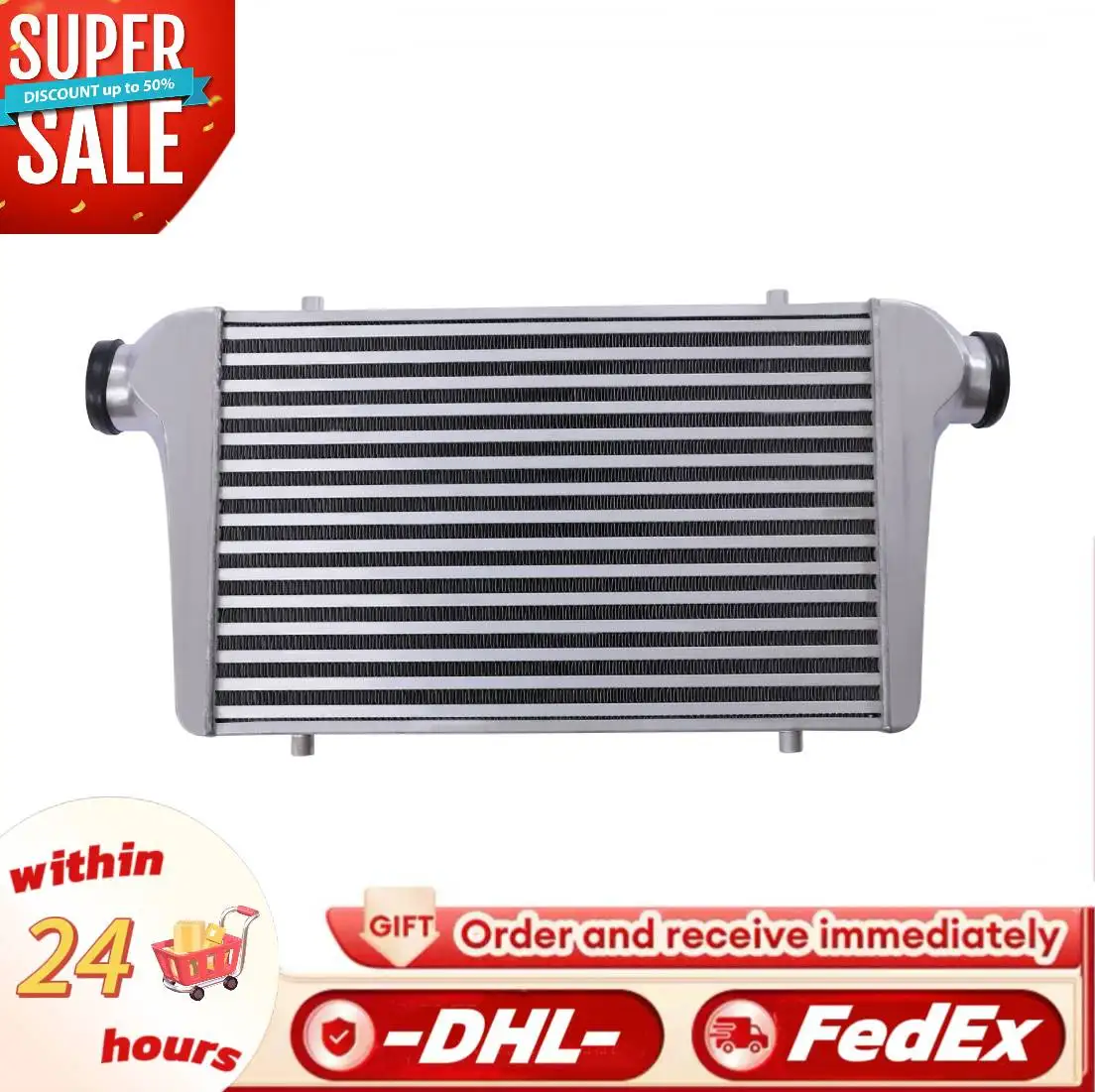 

Универсальный интеркулер с передним креплением 25*12*3 дюйма, 2,5 дюйма, алюминиевый интеркулер ввода/вывода, подходит для Toyota Acura BWM Audi Honda Mazda