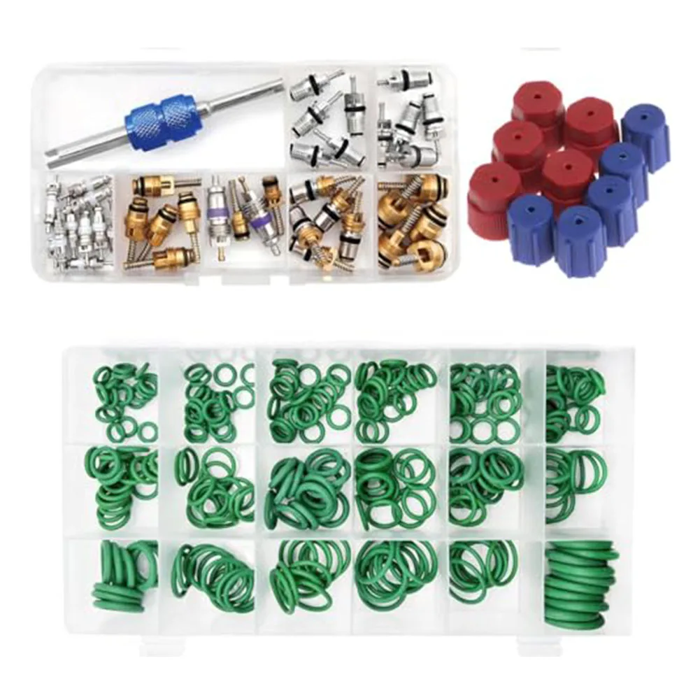 /270Pcs /Rubber /O For Ring 40Pcs AC Valve Core Kit With 10Pcs For Car Air Conditioner Repair Sealing Tool Set