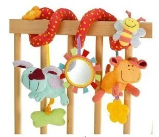 

Multifunctional Cute Animal Bed And Car Hanging Around Pendant With Safety Mirror Babies Ring Stroller Accessories