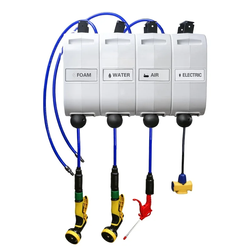 Expandable Hose Material Car Wash Equipment Automatic Combined Water Hose Reel Wall Mounted Box Combined Air Hose Reel