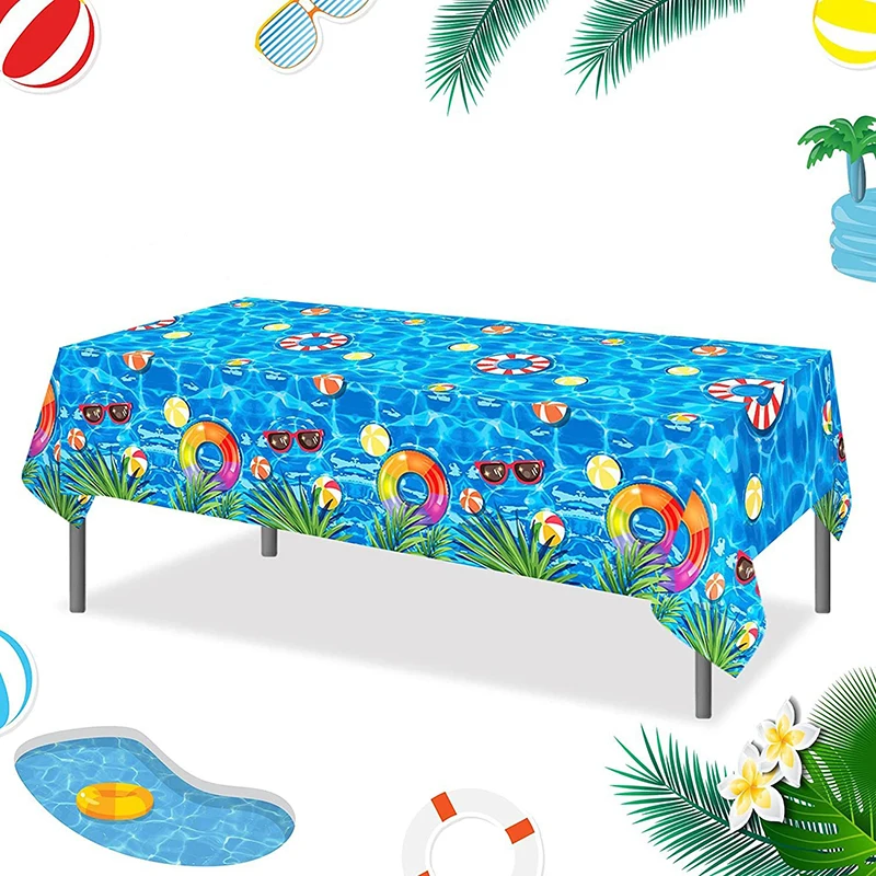 Pool Water Party Tablecloth Decoration Summer Party Decorations Summer Hawaiian Swim Event Tropical Luau Water Party Supplies