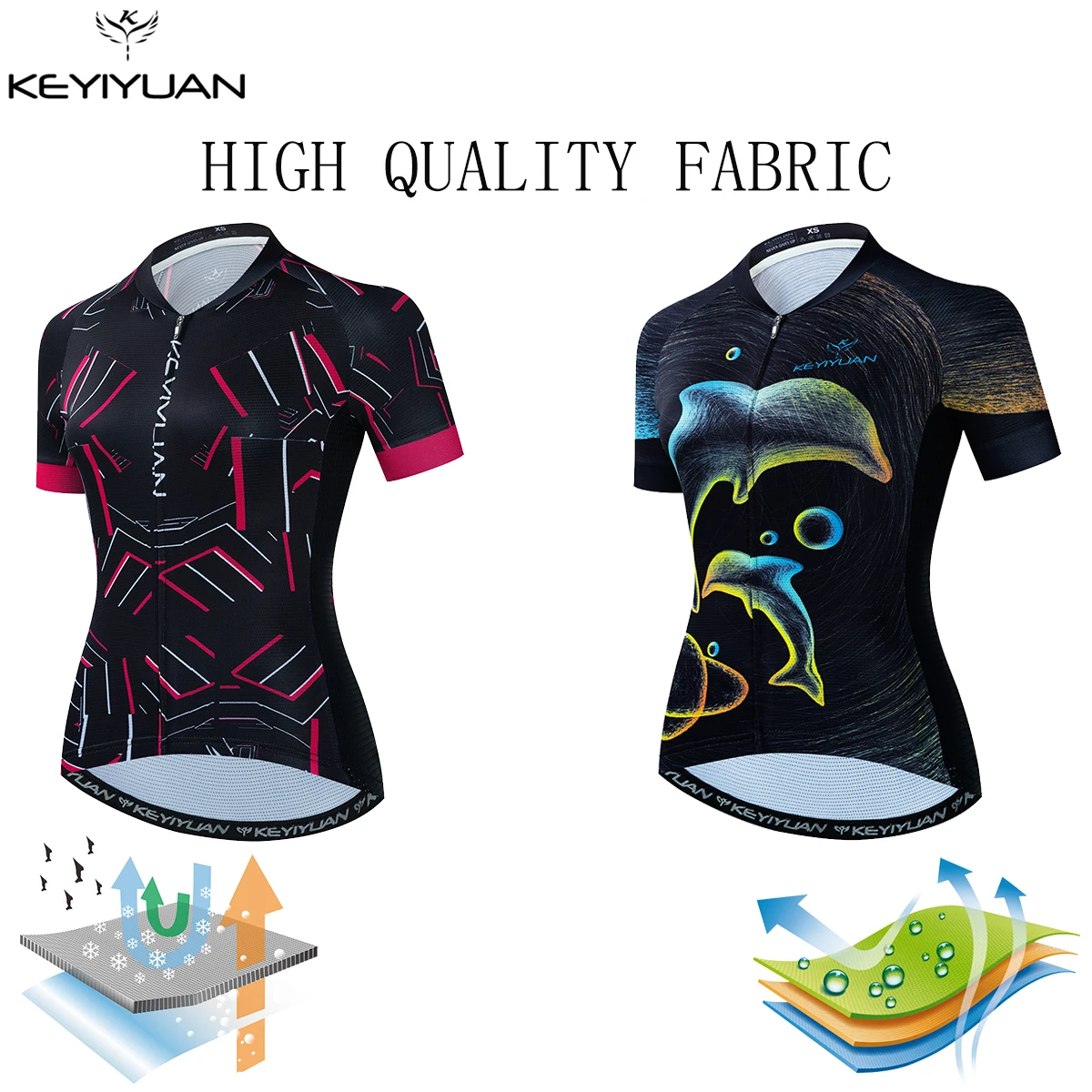 

KEYIYUAN Summer Bike Short Sleeve Cycling Jersey Tops Women Road Bicycle Shirts Mountain MTB Clothes Wielrenkleding Dames