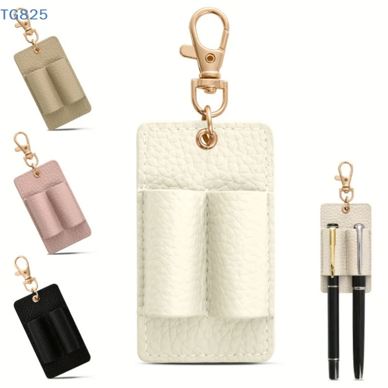 【AN】【SA】Double Portable Pen Holder For Lanyard, Anti-Lost Pen Holder For Badge Keychain, Pocket Lanyard Pen For Courier, Clerk