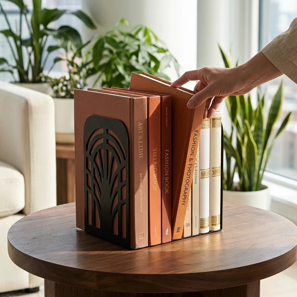 Durable Acrylic Book Display Stand Stationery Decorative Transparent Black Bookshelf Sturdy Space-saving