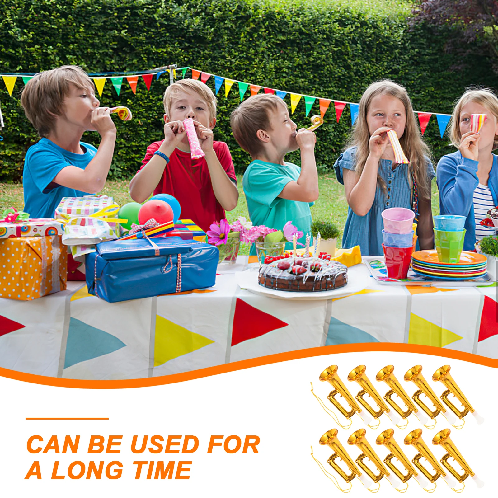

10Pcs Fun Cheering Trumpet for Children Interactive Music Instrument Stage Holiday Party Wedding Festival Use