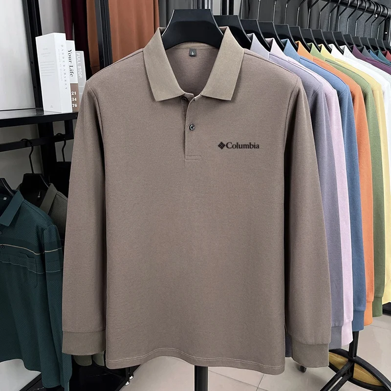 100% Reine Baumwolle Hochwertiges Frühlings- und Herbst-Herren-Langarm-Poloshirt, Bequemes Casual-Shirt mit Exquisiter Marken-Stickerei – Detail 16