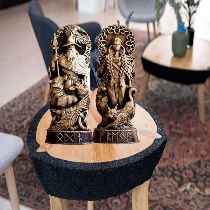 

Nordic Gods Odin Statue Decoration Viking God Freya Sol Figurine Pantheon Altar Scandinavian Nordic Sculpture Desktop Decoration
