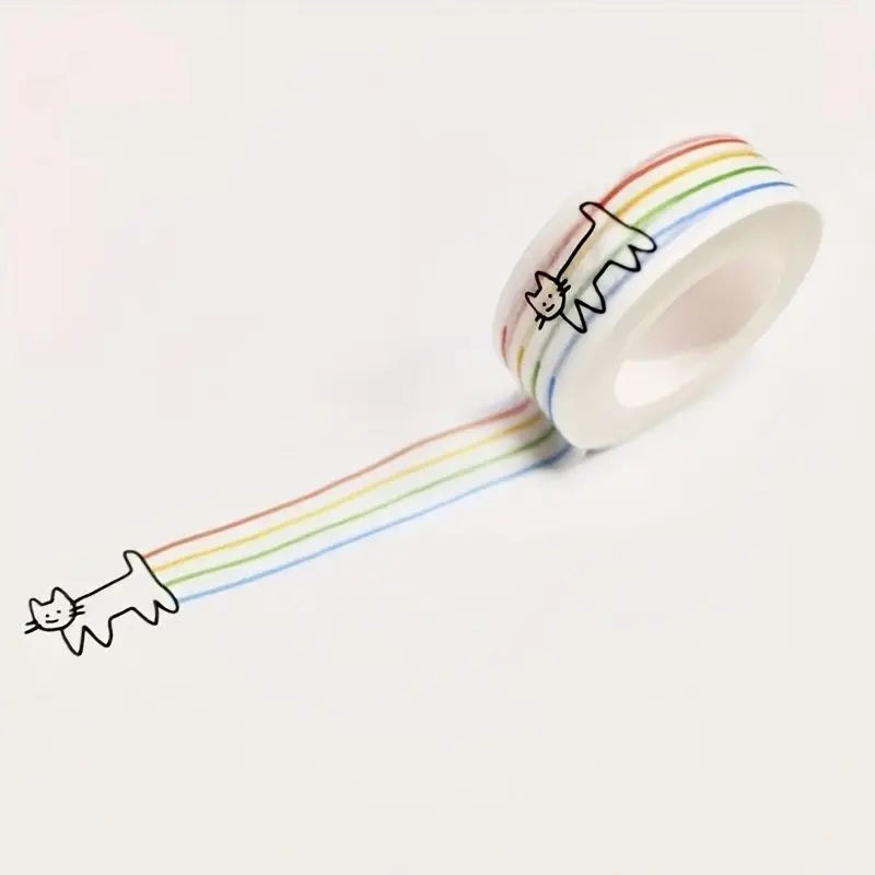 cinta-adhesiva-decorativa-con-diseno-de-gatos-y-arcoiris-cinta-washi-creativa-para-collage-material-de-papeleria