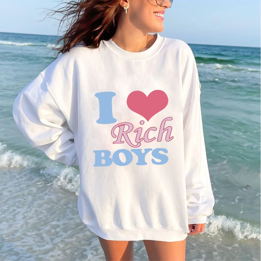 I Love Rich Man Crew Neck Hoodie Hoodie Merch Oversize Sweatshirt Fashion Funny Graphic Y2k Sweatshirt Casual Hooded Shirts