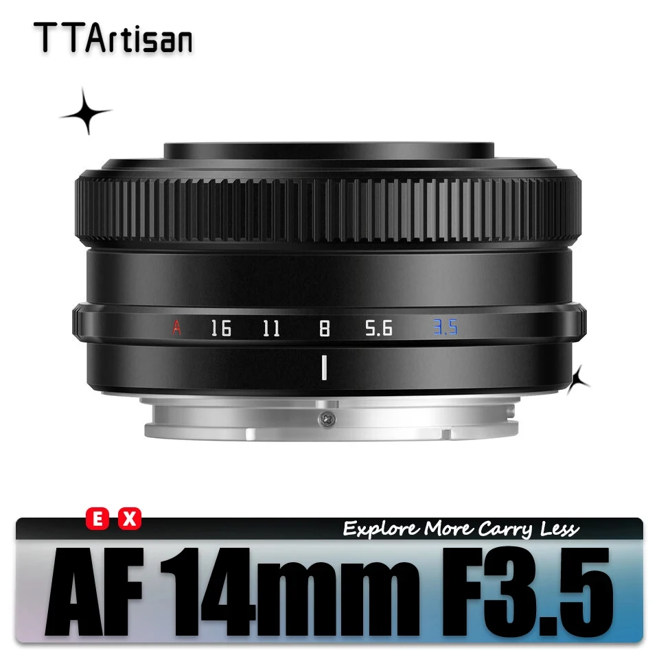 

TTArtisan AF 14mm F3.5 APS-C Frame Prime Camera Lens for Humanities Photography with FX Sony E-mount A6400 A7RIII FX30 ZVE10