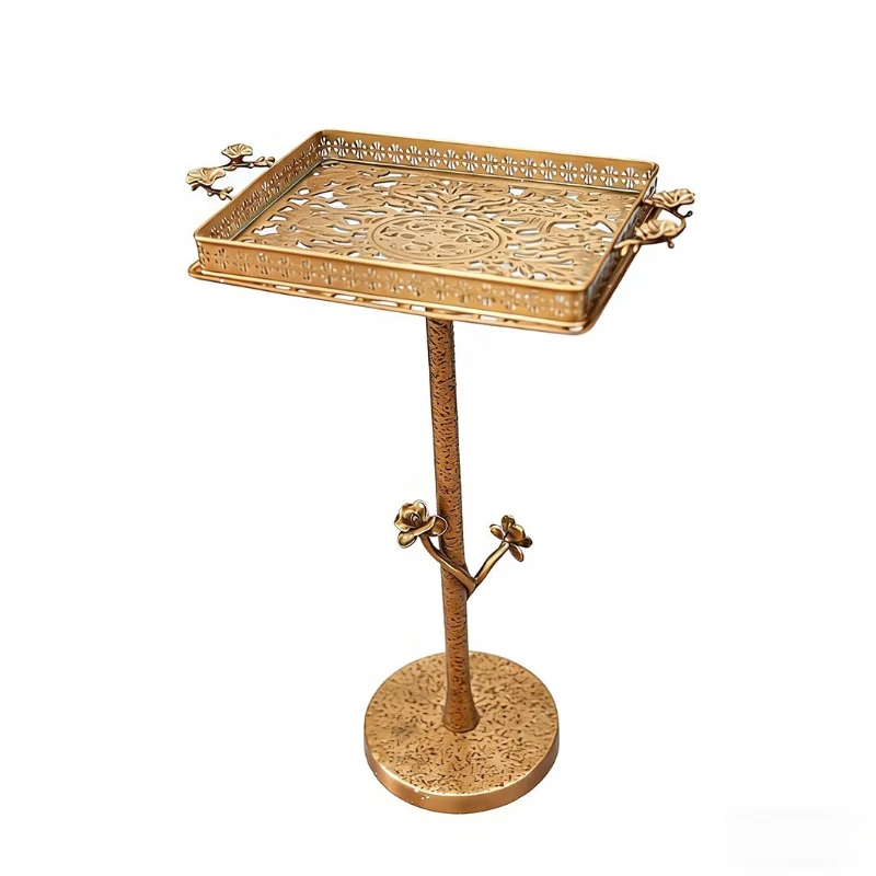 Tray type brass edge table light luxury plum blossom hollow carved rectangular storage plate simple coffee table decorative
