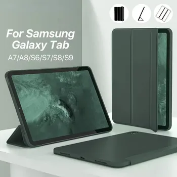 삼성 갤럭시 탭 S10 + S10 플러스 12.4 S9 FE 플러스 S8 플러스 S7 FE S8 S7 11 S6 라이트 A8 A9 A7 라이트용 가죽 플립 소프트 커버 케이스 