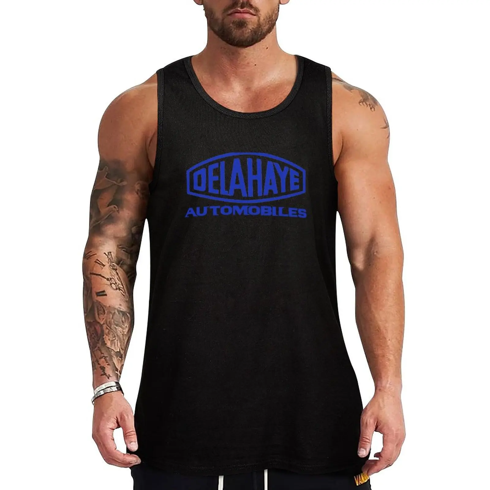 French classic car logo Delahaye automobiles Tank Top Muscle fit t shirt gym Men's vest