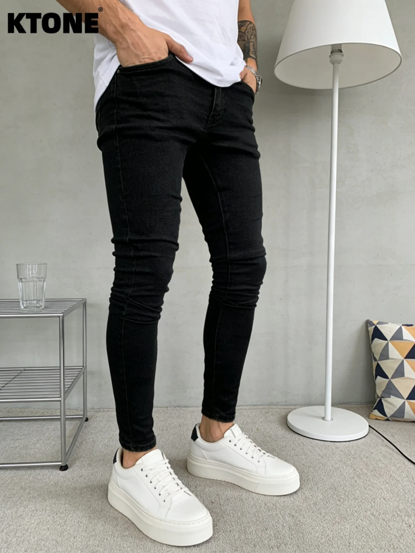 

Classic Black Y2K Drip Men's Skinny Jeans Pant Original Design Daily Wear Trousers No accessories or belts included