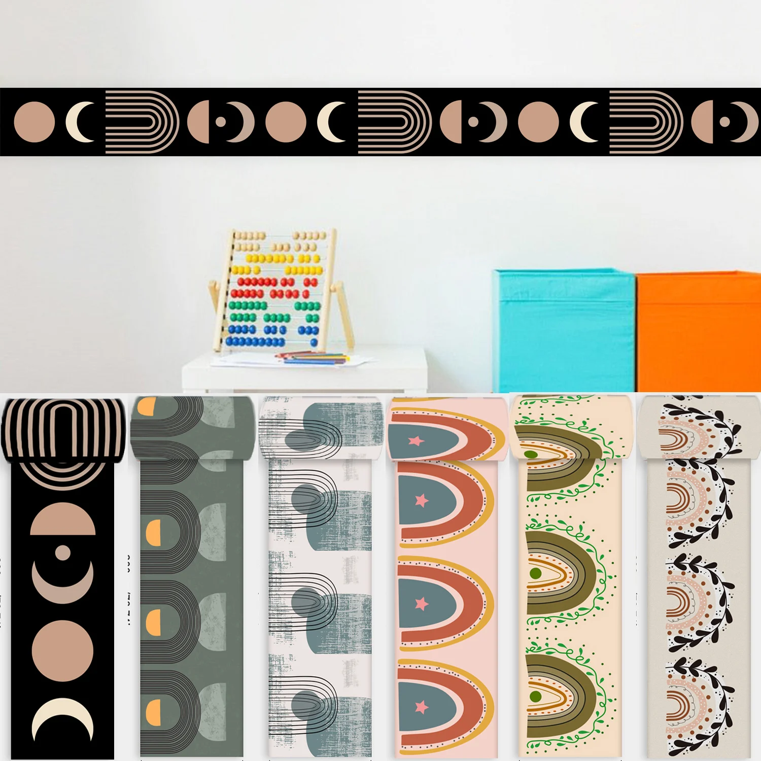 Czarna samoprzylepna linia talii pasek dekoracyjny wodoodporny Peel Stick księżyc naklejka ścienna podłoga w łazience listwa przypodłogowa tapety ścienne