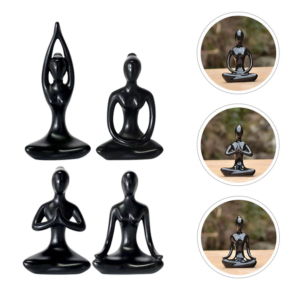 

4 Pcs Yoga Gifts Ornaments Delicate Abstract Decor Sculpture Thing Decorative Figurine Woman