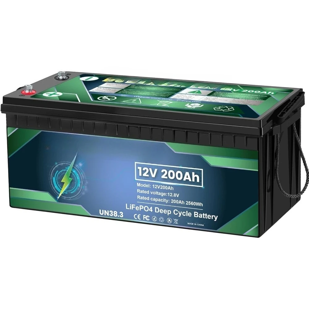 

12V 200Ah LiFePO4 Lithium Battery 2560W Built-in BMS, Up to 15000 Cycles & 10-Year Lifespan, Deep Cycle Battery for Trolling