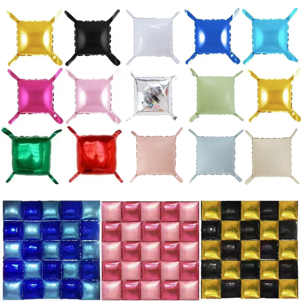 25 Stück doppelseitige quadratische Aluminiumfolien-Ballonwände für Jahrestag, Hochzeit, Jahreszeit, Valentinstag, Geburtstag, Party – Detail 1