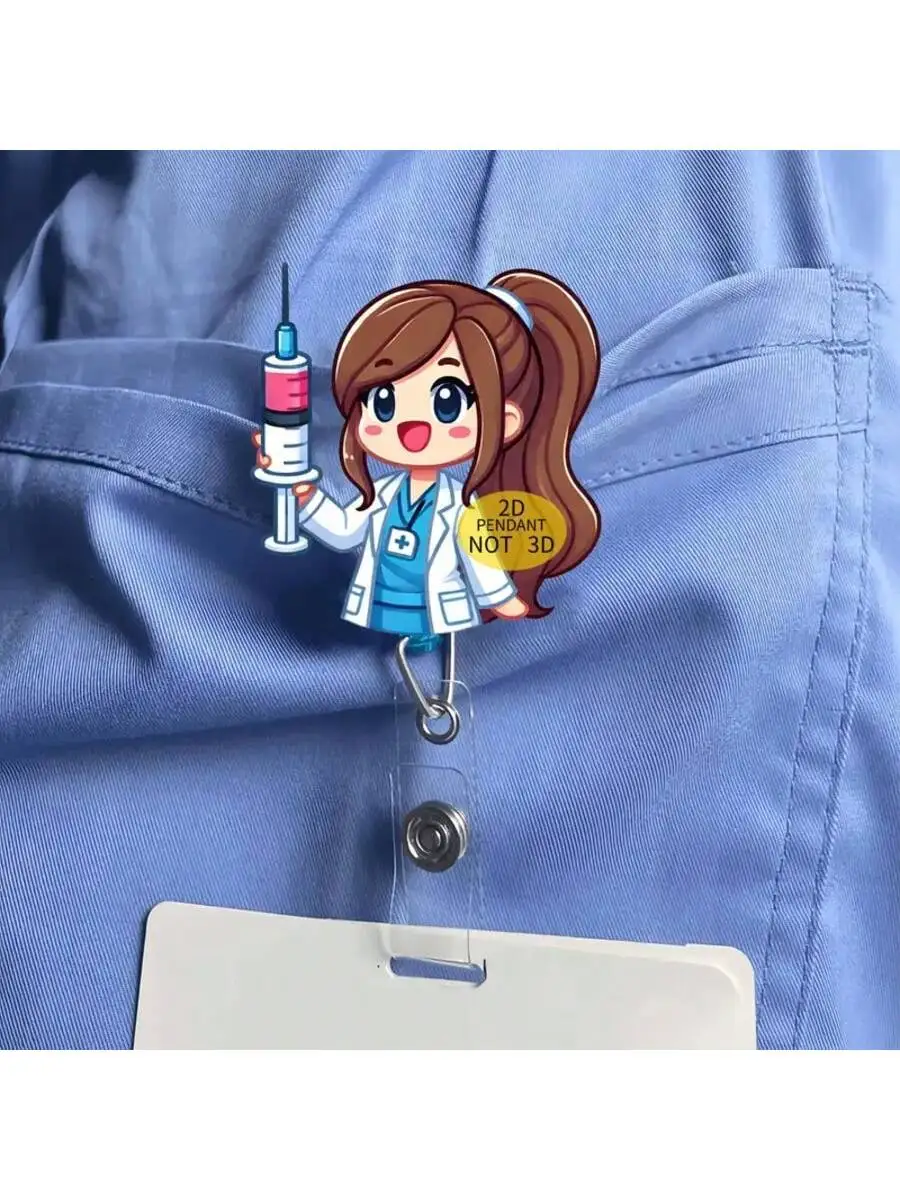 Bobina per badge retrattile con design da infermiera da 1 pezzo: porta documenti in acrilico resistente per infermieri, impiegati e studenti