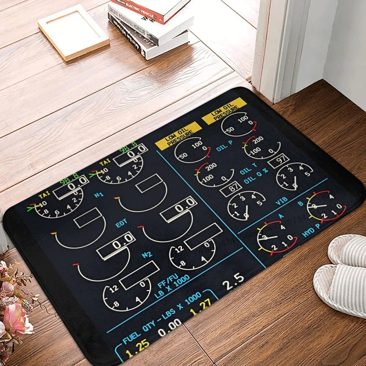 Airplane Airport Sign Bath Non-Slip Carpet BOEING 737 NG ENGINE INSTRUMENT PANEL Flannel Mat Welcome Doormat Home Decoration Rug