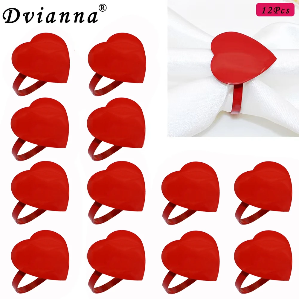 12Pcs Heart Napkin Ring Valentine Napkin Ring Holder for Bridal Shower Valentine's Day Wedding Christmas Table Decoration HWW06