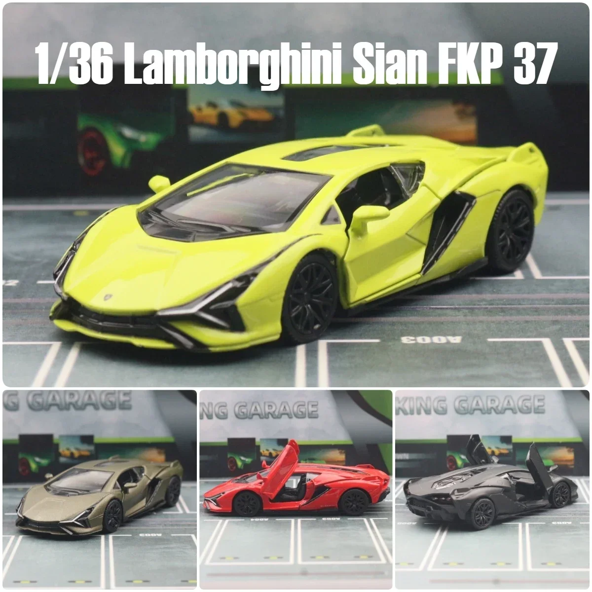 1:36 ランボルギーニシアン車モデルおもちゃ合金ダイキャストプルバックコレクションスーパーカーおもちゃの車両装飾ギフト装飾