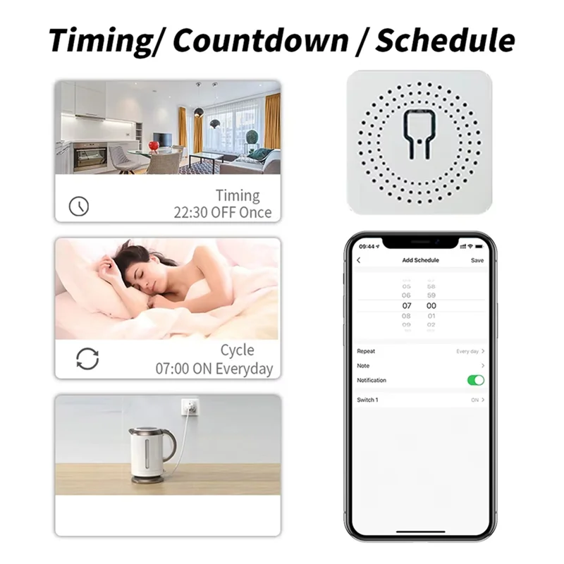 

HHO-Tuya Wi-Fi Smart Switch 16A Беспроводной релейный приемник с голосовым управлением работает с Alexa и Google Home