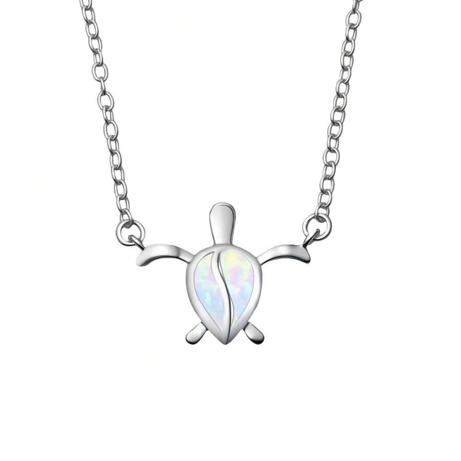 

Women's Necklace: New European And American Ocean Series Blue Opal Turtle Necklace, Turtle Pendant Sweater Chain, Opal Necklace