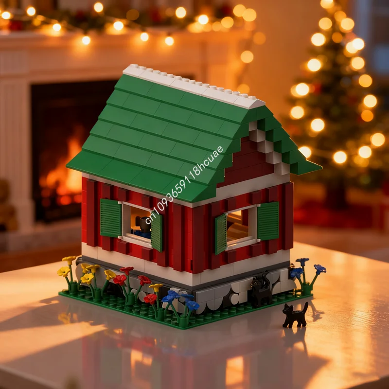 

377 шт. MOC шведский летнийхаус, летняя стратегия модульная модель, строительные блоки, игрушка, конструкция, идея «сделай сам», рождественские подарки, кирпич для детей