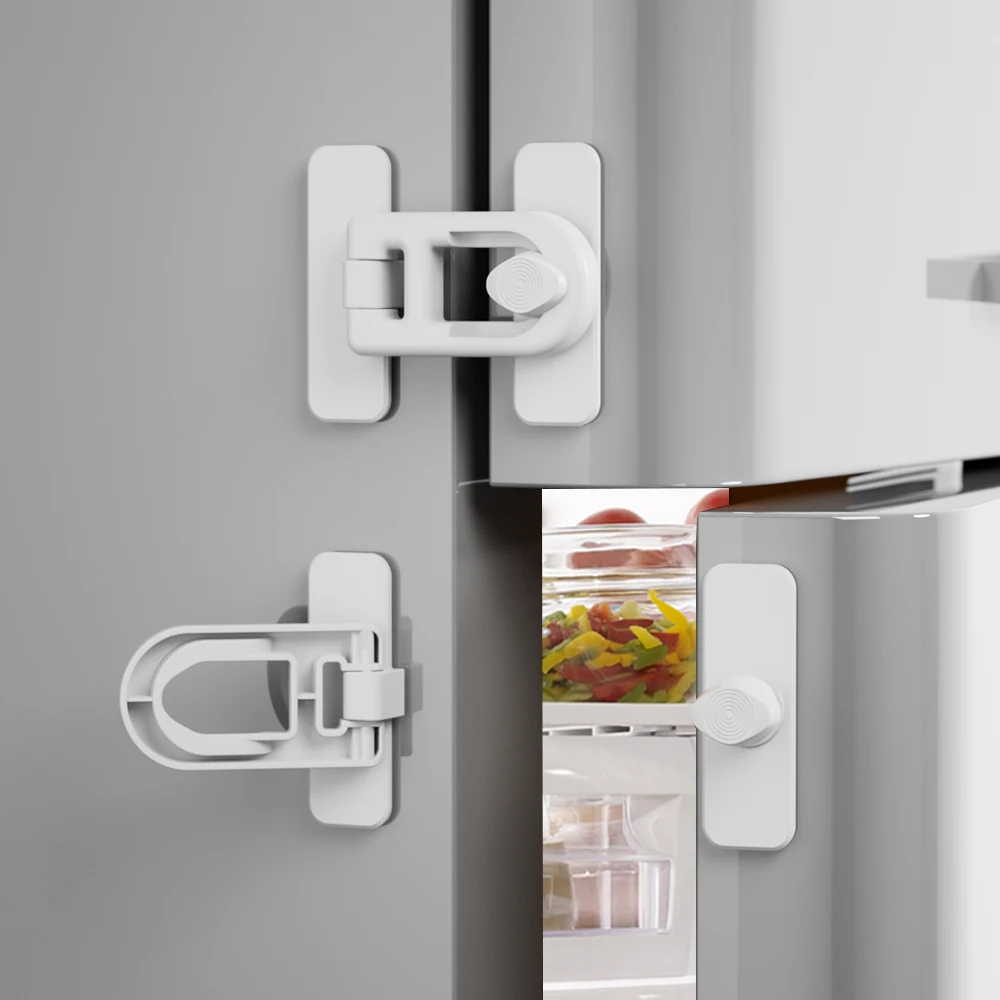 4pcs Easy-to-Install Refrigerator and Freezer Door Locks No Tools or Drilling Required Suitable for Refrigerators Cabinets