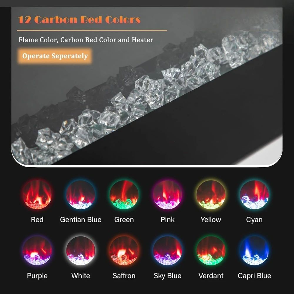 Electric Fireplace 72 Inch Wall Mounted & Recessed, Ultrathin 3.86" Electric Heater with Remote Control Touch