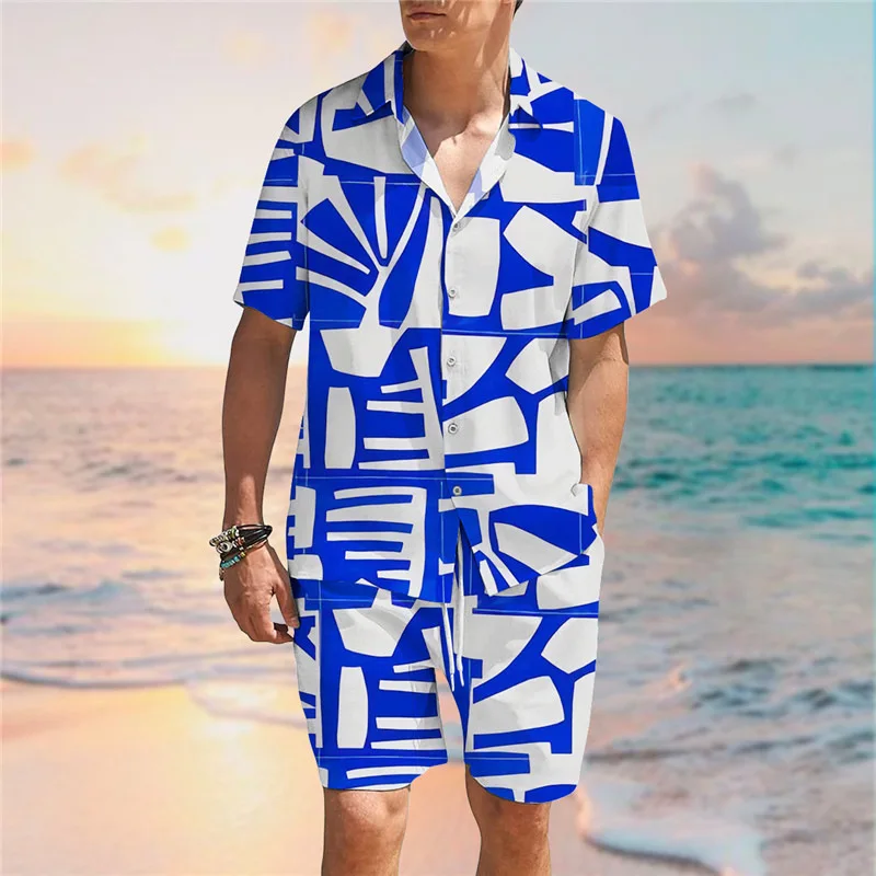 Summer Hawaiian Blossom 3D Print Men Shirt Sets Fashion Short Sleeve Shirt Oversized Beach Shorts Streetwear Suits Clothes