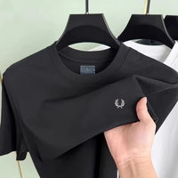2025 New New Cotton Men's Round Neck Seamless Short-sleeved T-shirt Summer Fashion Wheat Original Korean Tops