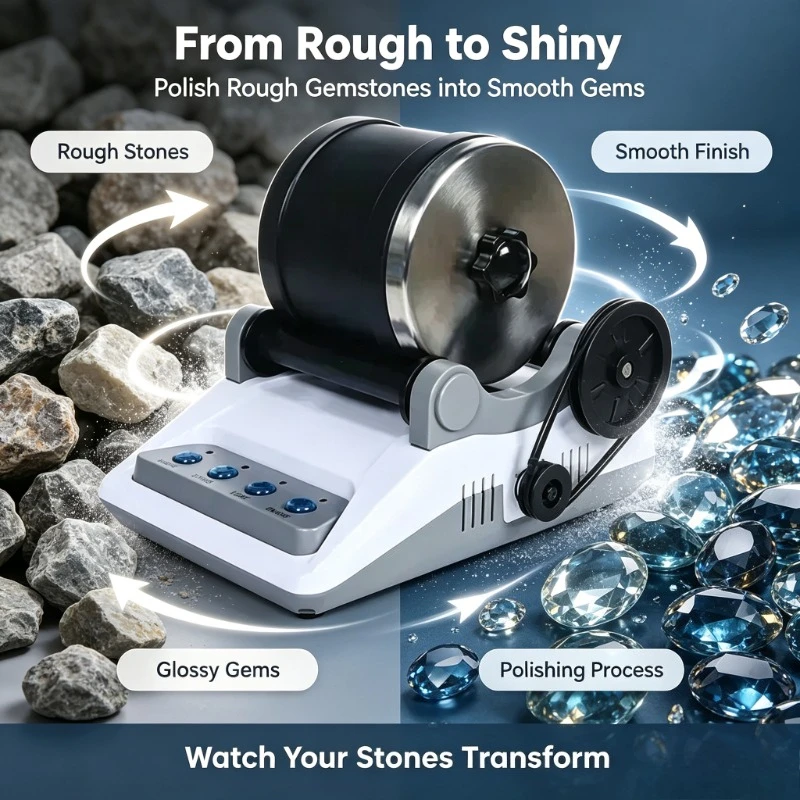 DIY Gemstone Polishing Machine 110/220V Rock Tumbler with Rough Stones Hobby Learning Toy For Youth Adult Unit