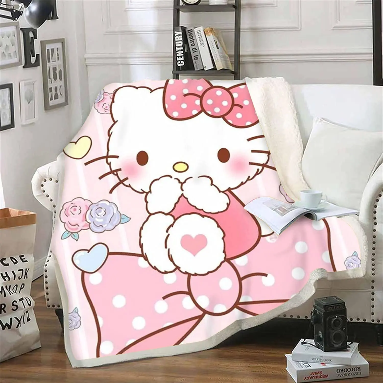 

Милое детское одеяло Hello Kitty с мультяшным принтом, детские одеяла на зиму, изготовленное на заказ, пушистое аниме, флисовое домашнее украшение