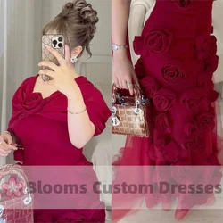 Blooms 3D Flowers Customized Evening Dresses For Special Occasion With Shawl Saudi Women Sweet Party Gown Wedding Prom Dresses