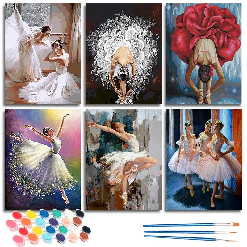 

CHENISTORY DIY Pictures By Numbers Ballet girls Kits Coloring By Number Drawing On Canvas Hand Painted Figure Art Gift Home Deco