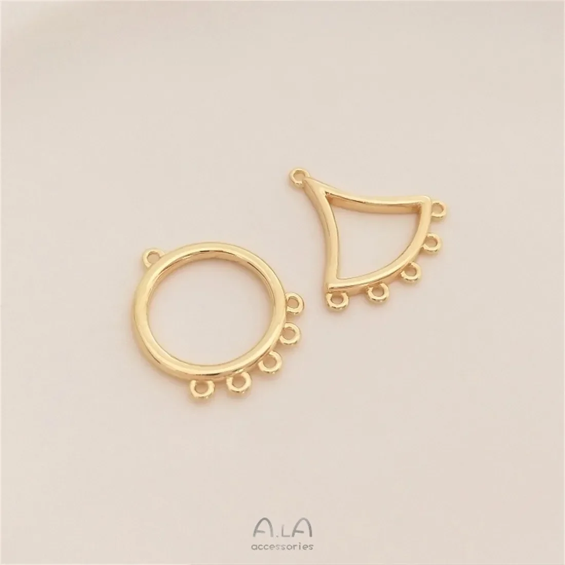 Handmade Jewelry DIY Accessories 14K Gold Wrapped Circular Skirt Fan-shaped Five Hanging Tassel Connector Earring Material D008