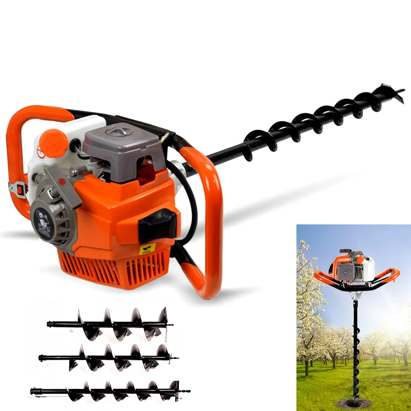 Air Cooled Ground Drilling Machine 52cc 2-stroke Planting Machine Rated Speed 8500rpm Bit Good Heat Dissipation 1.46KW