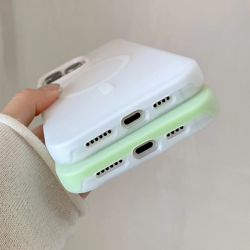 Candy Color For Magsafe Magnetic Wireless Charging Case For iPhone 16 15 13 14 11 12 Pro Max 16 Plus 2 in 1 Matte Silicone Cover