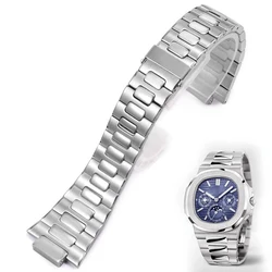 Stainless Steel Watch Strap Bracelet Metal With Folding Clasp For Patek Philippe Nautilus 5711 5726 Series Watchband 25-13mm