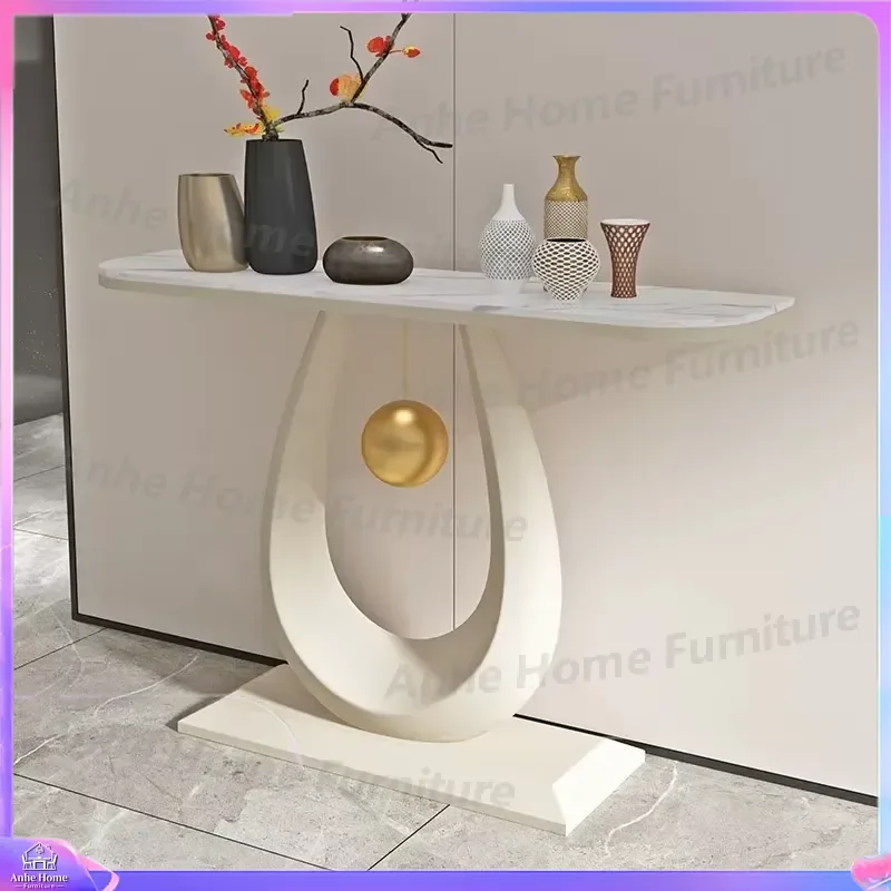 Modern Luxury Wrought Iron Entryway Table with Wall Mounted Cabinet Multifunctional Console for Living Room Apartment Decor