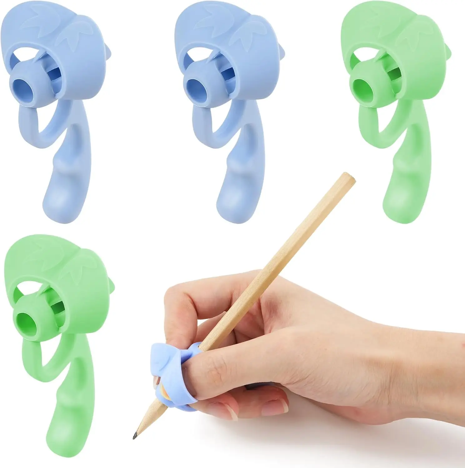 8pcs Grip Pen Corrector Set Writing Corrector Soft Rubber Writing Posture Grip Pen Handwriting Aid Correction Tool